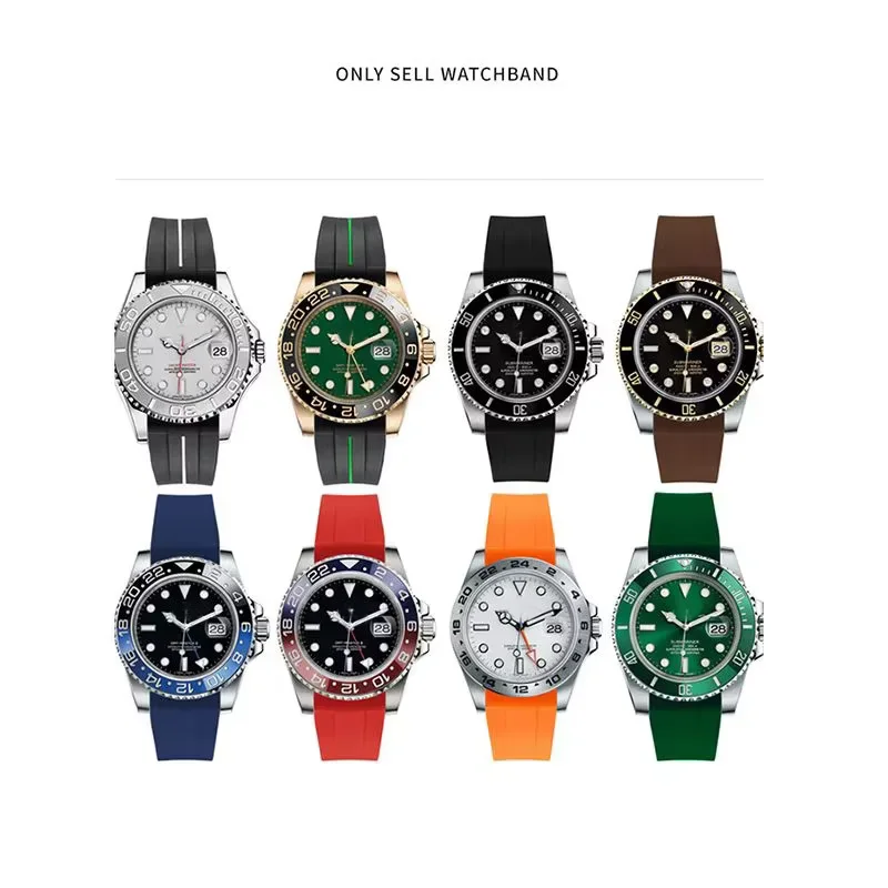 Silicone Rubber Strap 20mm 21mm For Rolex Submariner DAYTONA GMT Yacht-Master Blue Black Waterproof Sports Rubber Watch Band