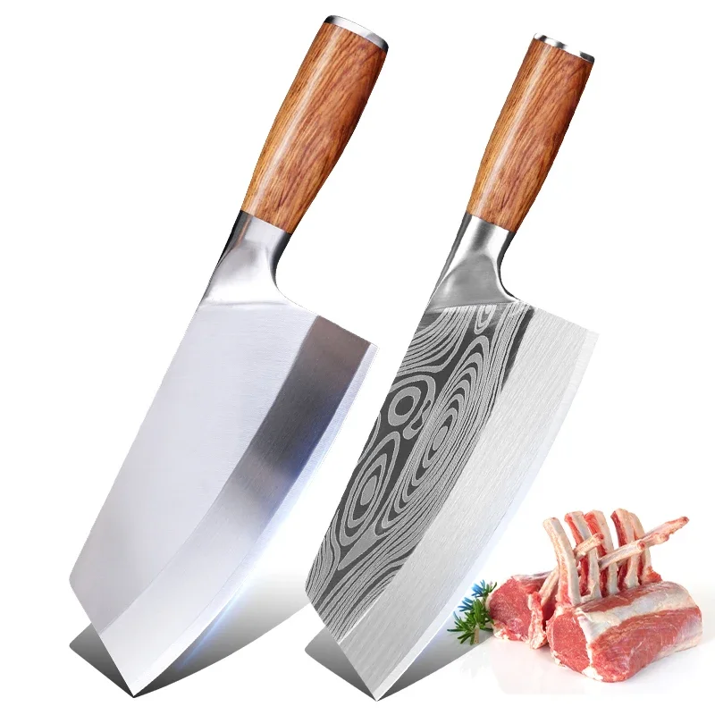 Cleaver Kitchen Knives Wooden Handle Stainless Steel Utility Knife Slicing Fish Vegetables Butcher Knife Chef Cleaver Meat Knife