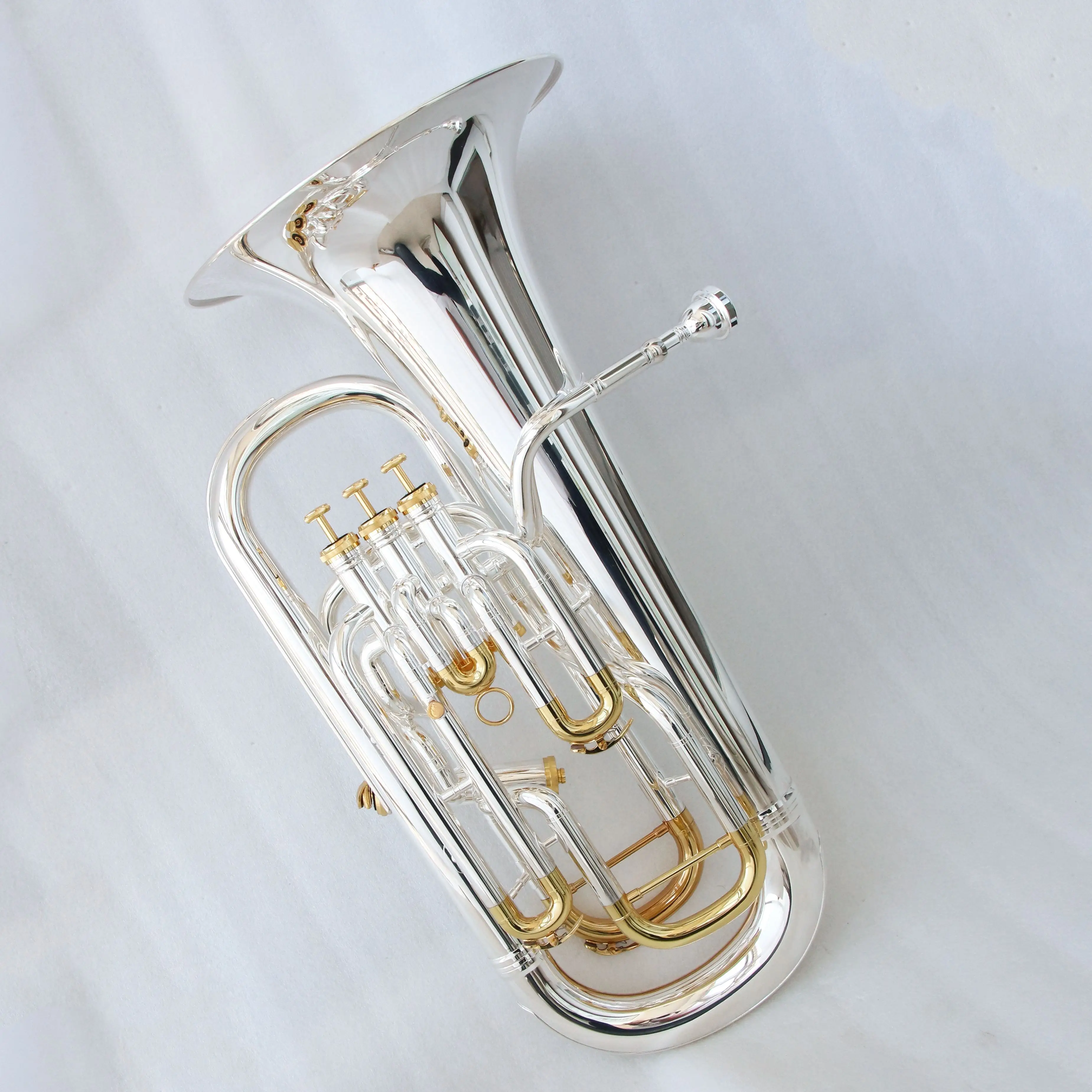 Musical Instruments Yellow Brass Euphonium 3+1 Pistons Valve In Wheel Case For Wholesale