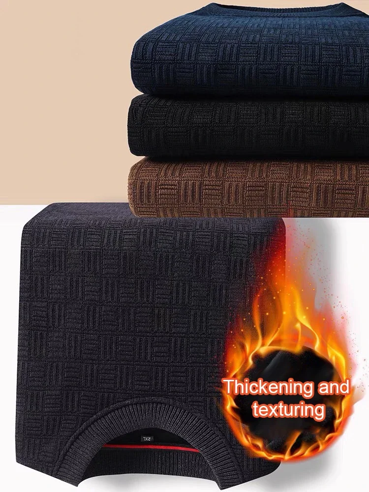 Kantoor Heren Trui Trui Top Verdikte O-hals Met Lange Mouwen Warme Gebreide Kleding Nieuwe Hoogwaardige Dimensionale Casual Mannelijke Top