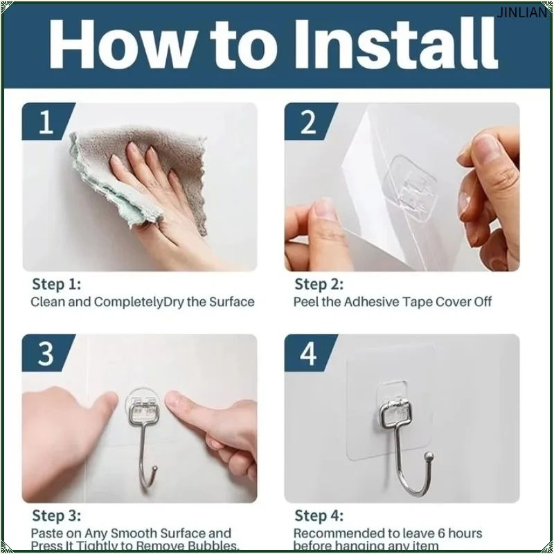 Increased Hook with Strong Adhesion on The Wall No Need To Drill Holes in The Kitchen Adhesive Hooks Load-bearing Wall Hooks