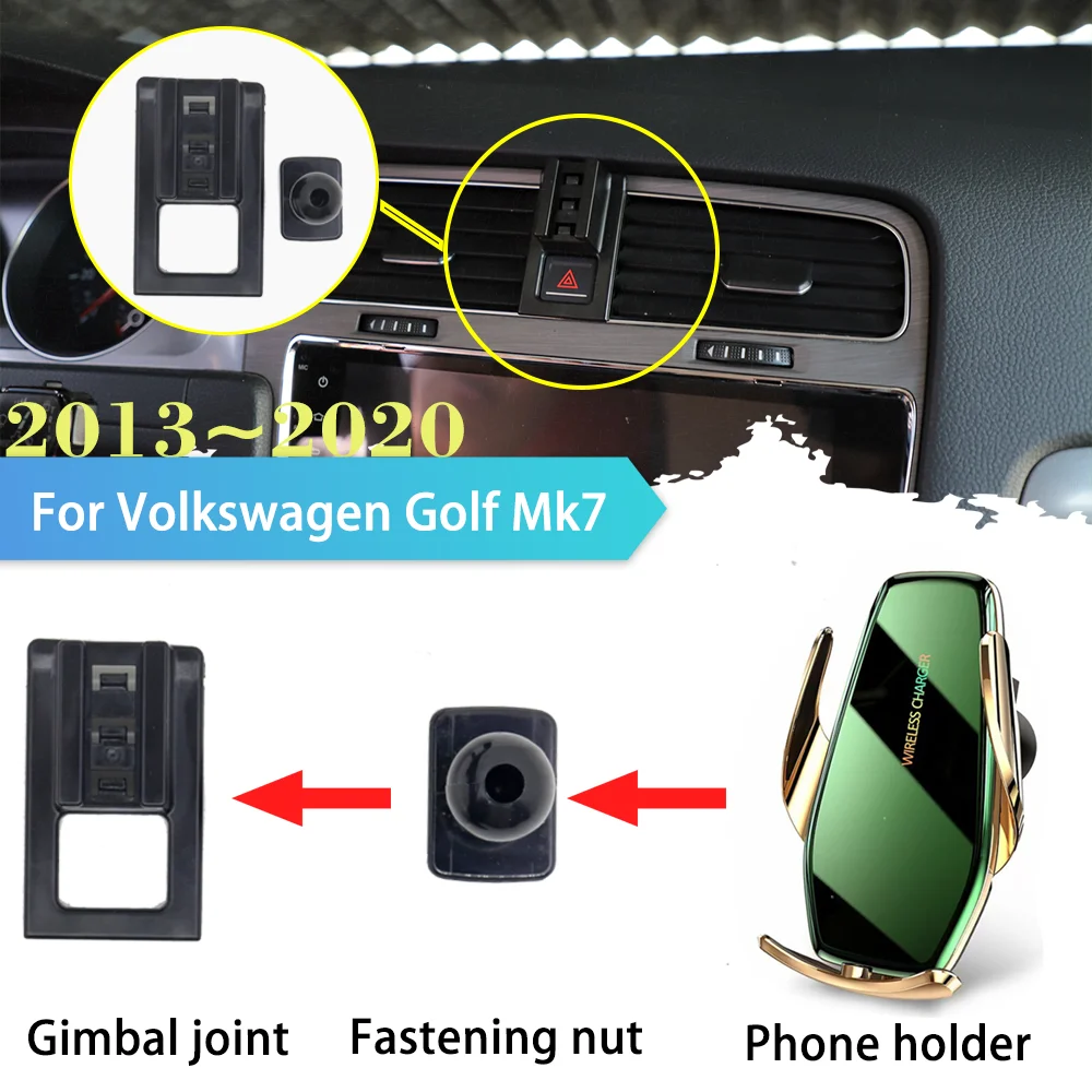 

Car Mobile Phone Holder for Volkswagen VW Golf Mk7 2013~2020 Air Vent Clip Stand Support Wireless Charging Sticker Accessorie