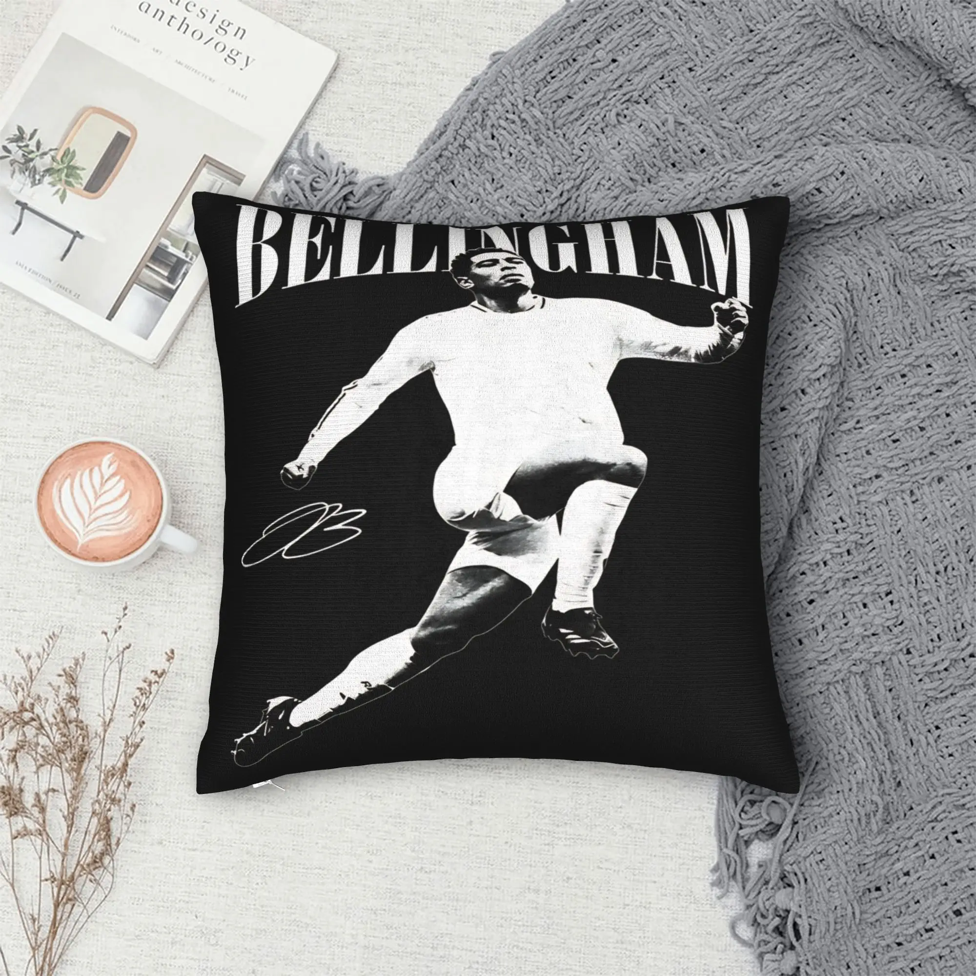 Jude Bellingham Signature Pillow Cover  Square Cushion Cover Vintage Pillow Case For Living Room Bed Chair