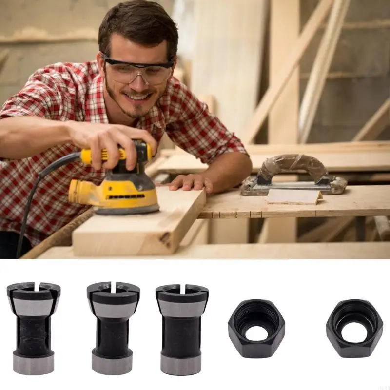 F19B 5PC Router Collet Conversion For Improved Stability And Accuracy In Woodworking And DIY Applications