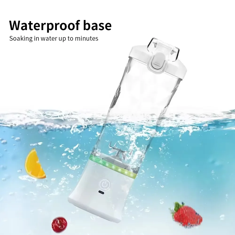 Portable Mini USB Rechargeable Electric Juicer Cup 6 Blades Outdoor Sport Blender Mixer with Straw for Household Car RV Use