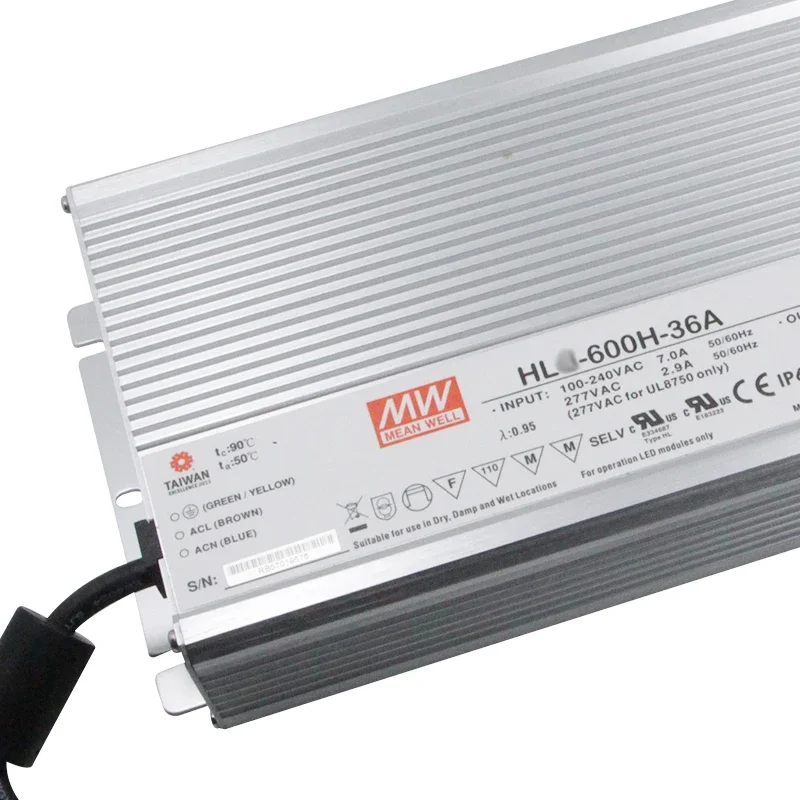 Conducteur de C. C LED de HL-600H-30A IP65 de Meanwell d'alimentation CC de 600W 30V 20A pour le réverbère