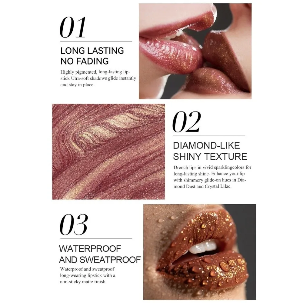 Nieuwe Matte Afwerking Lippen Lipliner Potlood Waterdichte Langdurige Lipstick Lipliner met Gouden Glitter Glanzende Lipliner Dagelijkse Make-up
