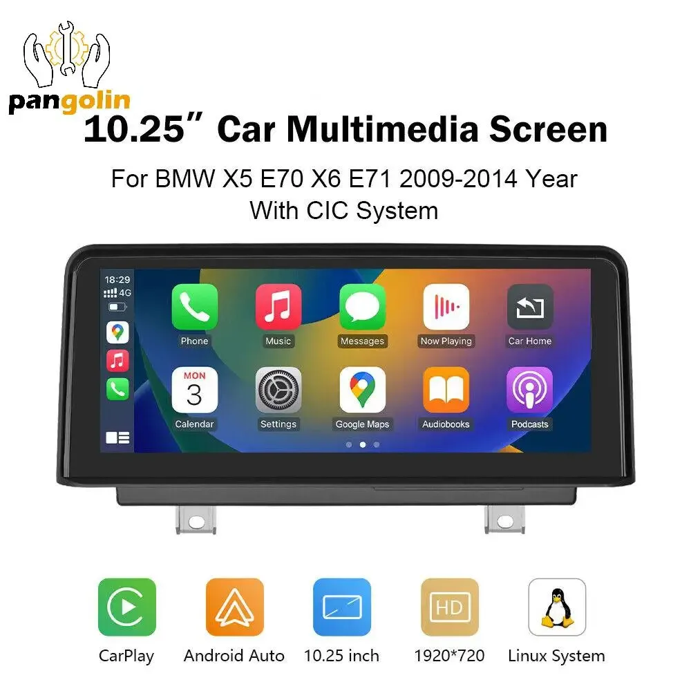 

1pc LHD 10.25'' Android Auto CarPlay Car TouchScreen For 2011-2013 BMW X5 E70 X6 E71 With CIC System 8368XU with 2Gb DDR3 New