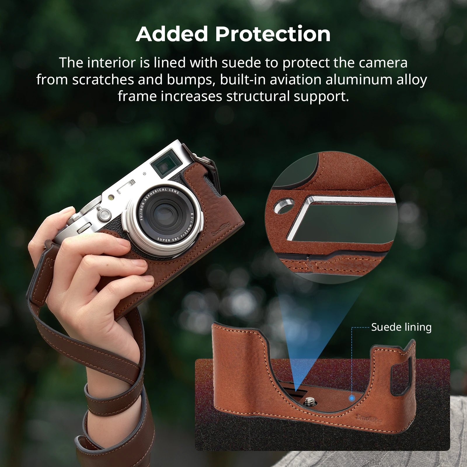 SmallRig Leather Half Case Kit for FUJIFILM X100VI Tripod Compatible Easy Access Portable Shoulder Strap ,Precision Protection