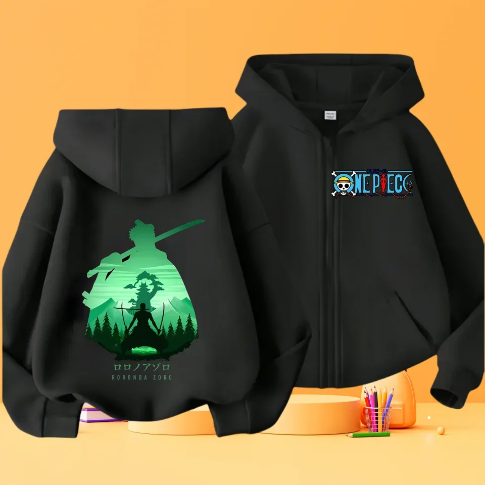 

2024 New One Piece Hoodie Kids Sweatshirt Anime Luffy Hooded Kids Coat Baby Boys Girls Clothing Sudaderas Autumn Warm Sweater