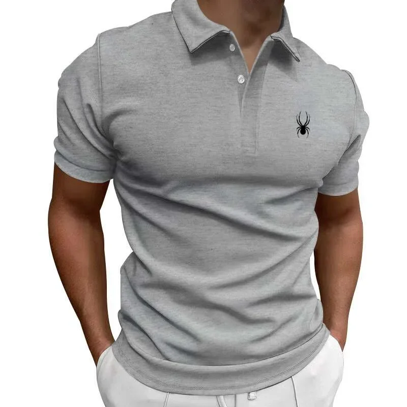 2024 Men New Summer Short Sleeve Casual Pure Color Lapel Polo Shirt with Pocket