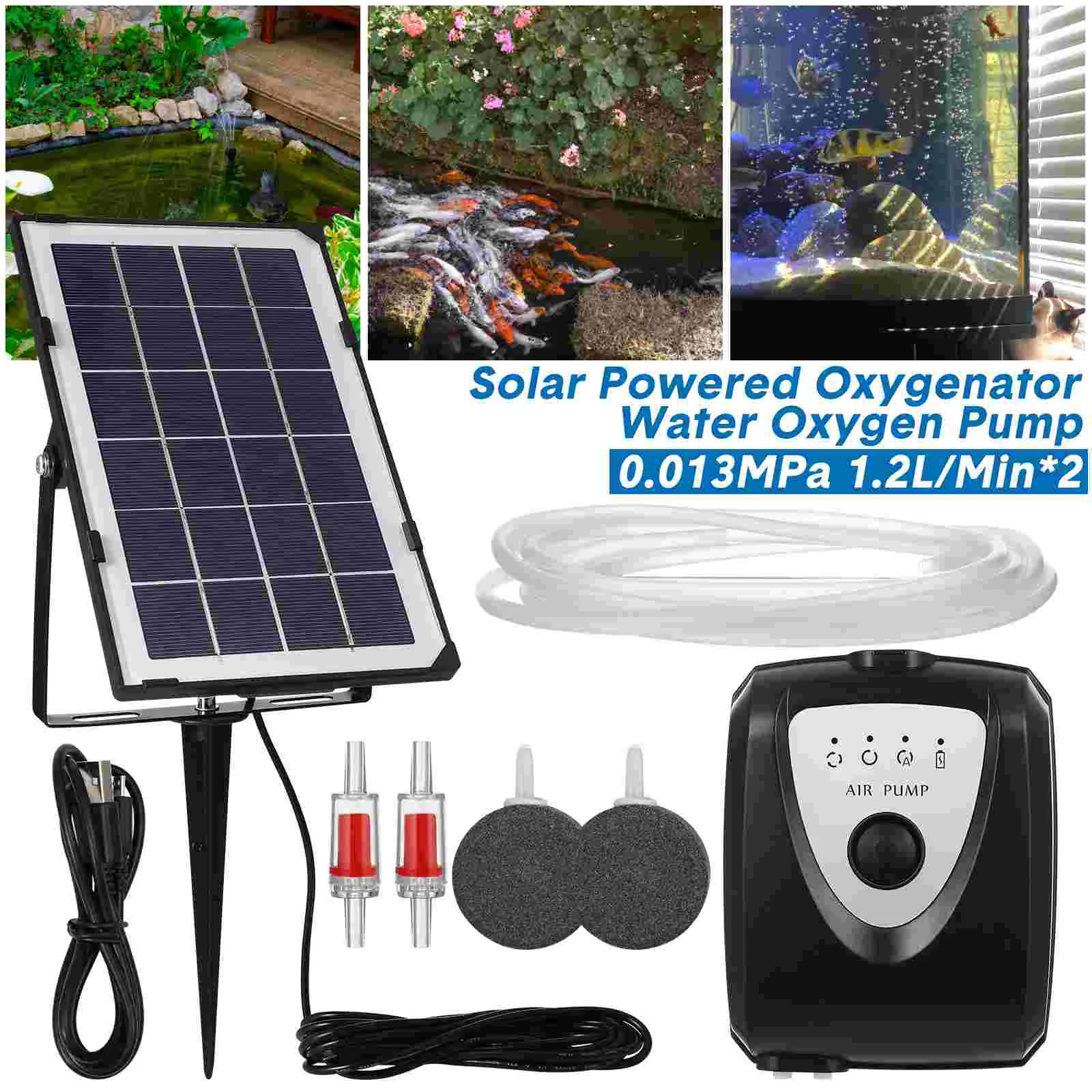 

Pump Pond Aerator Air Solar Set Aquarium Tank Kit Oxygenator Power Bait Tanks Circulation Water Gardening Pool Bubble