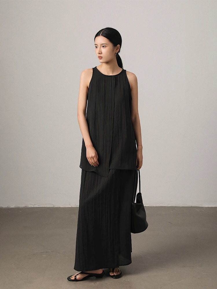 

Комплект Vimore ex Svel: юбка и жилет с асимметричными складками, боковой молнией и 3D-кроем, летний модный комплект из двух предметов