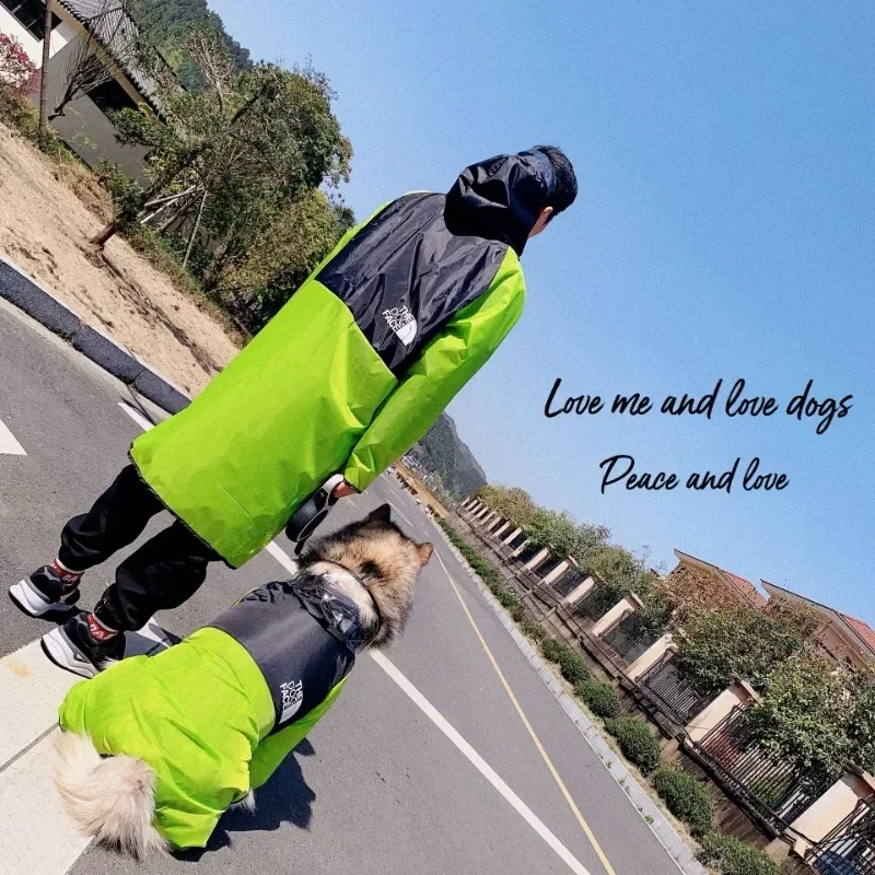 

Parent Child Dog Raincoat Tailless Four Legged Clothes That Can Be Pulled Golden Retriever Alaska Husky Samo of Cat Pet Raincoat