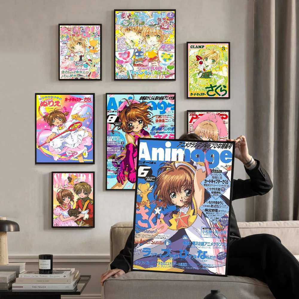 Anime C-Cardcaptor S-Sakura Anime Posters Sticky Waterproof Paper Sticker Coffee House Bar Kawaii Room Decor