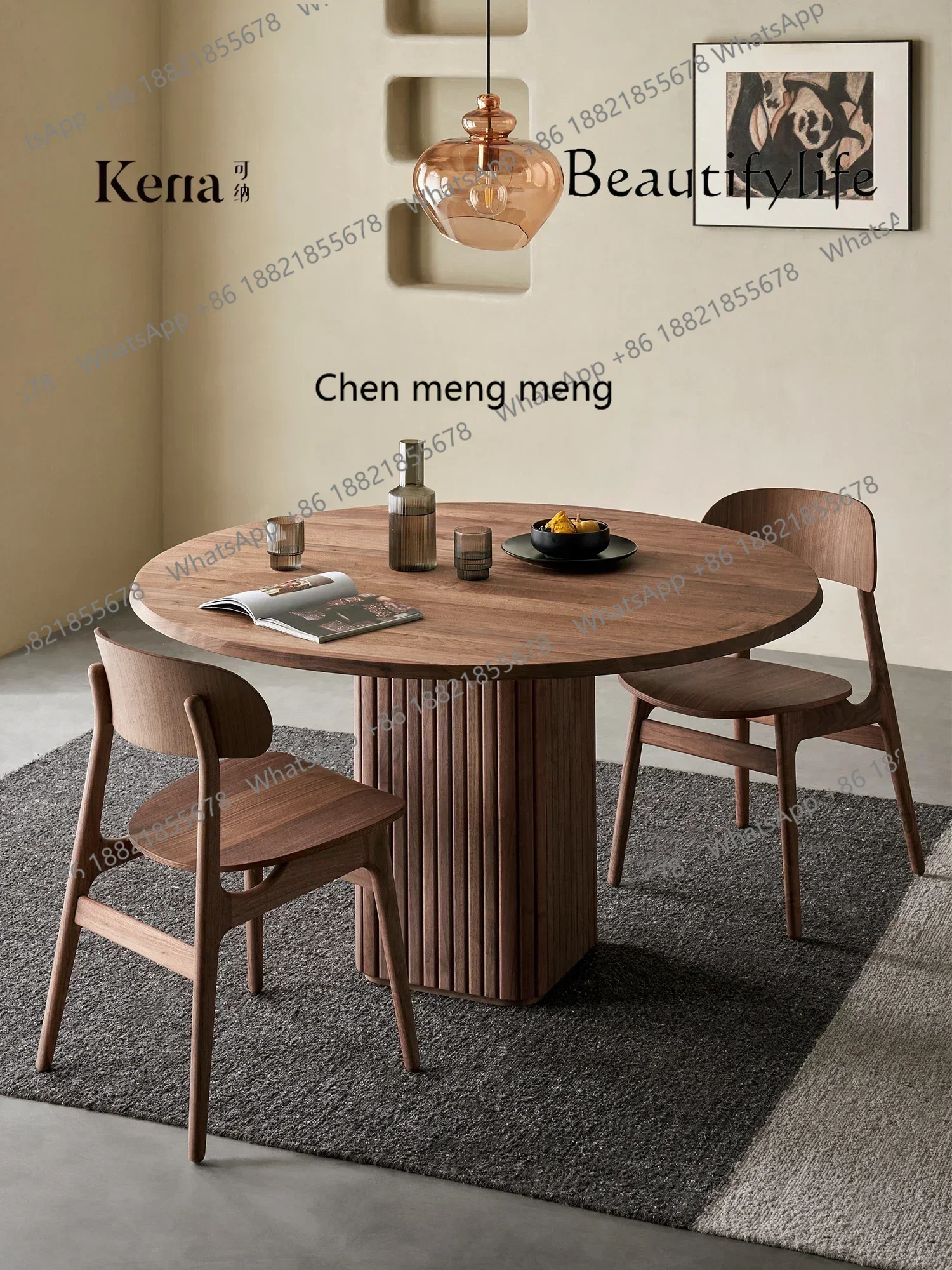 

Новые поступления, круглый обеденный стол и стул из массива дерева из североамериканского черного ореха, итальянский минималистичный обеденный стол S8350