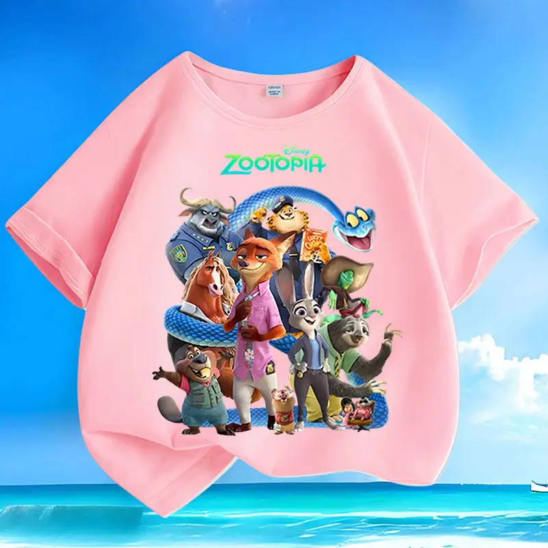 

Детская футболка из коллекции Crazy Zootopia, одежда для родителей и детей с принтом ярких цветов, модная летняя одежда из чистого хлопка с короткими рукавами