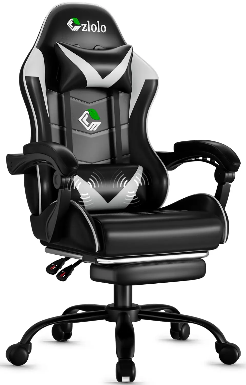 

Gaming Chair with Footrest Racing Style Lumbar Support Massager Video Game Chair with Metal Legs, High Back, Customized