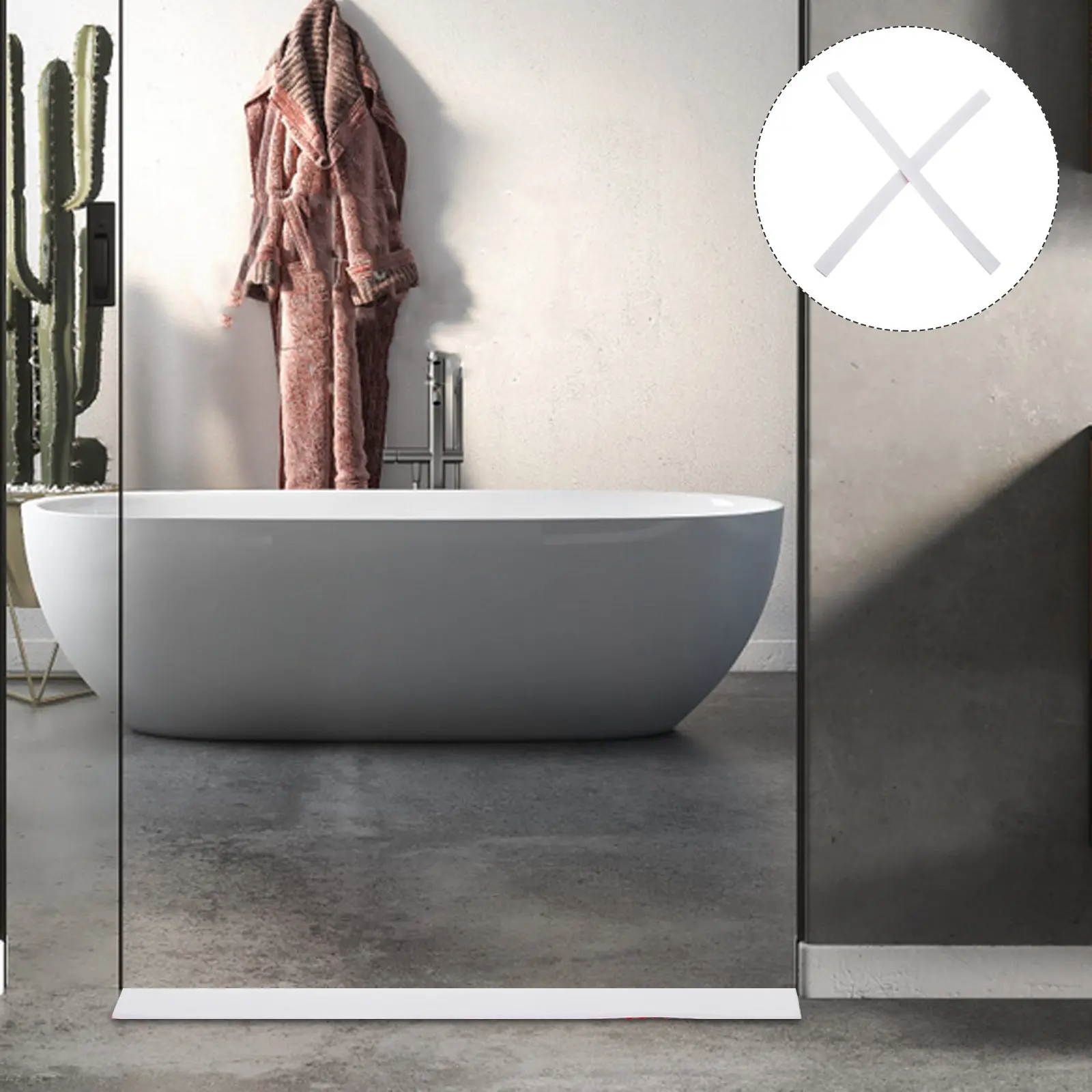 

2Pcs 50Cm White Silicone Waterproof Threshold Strip for Bathroom Kitchen Balcony Wetroom Doorway Water Barrier Retaining Ramp