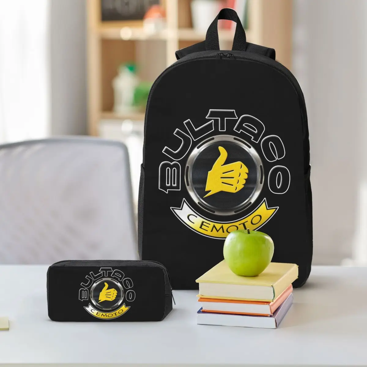 Bultacos Alpina Motorcycles Backpack Boys Girls BookBag School Bag Shoulder Bags 3ps Insulated Lunch Bag Pencil Case