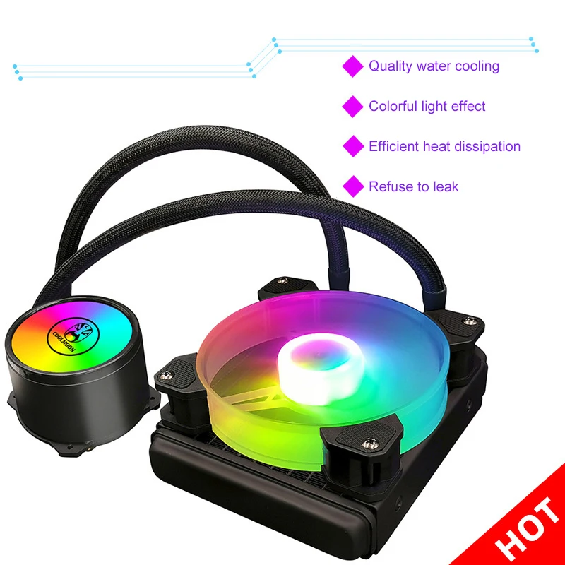 COOLMOON RGB120 Water Cooling Radiator 5V ARGB All-In-One Single Drain Cooling Kit Multi-Platform CPU Cooler