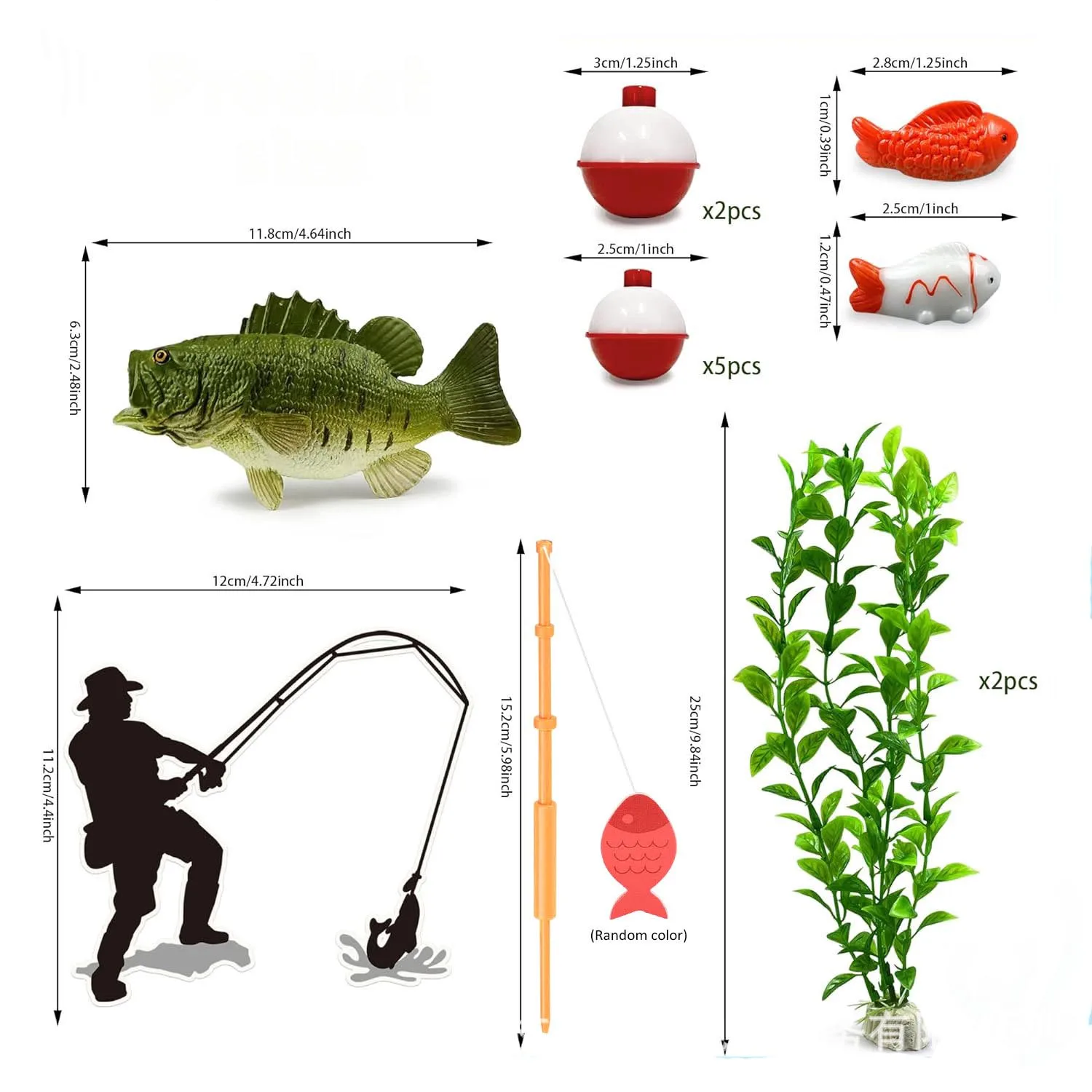 14pcs Gone Fishing Cake Topper Fisherman Themed Decoration for Retirement Party Supplies