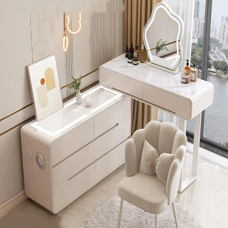 Luxury Modern Bedroom Dressing Table with Bedside Cabinet & Vanity Durable Storage Cabinet for Hotel Apartment Use