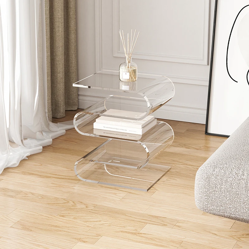 Nordic Acrylic S-Shaped Side Table Minimalist Luxury Bookshelf Storage Stand Living Room Bedroom End