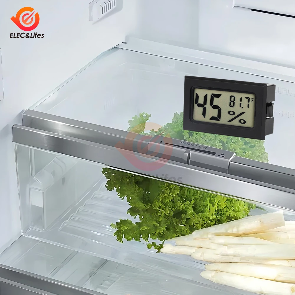 1 unidad -20 ~ 60 ℃   Mini termómetro Digital LCD, higrómetro cuadrado, probador de temperatura y humedad, Detector de Sensor para congelador y refrigerador