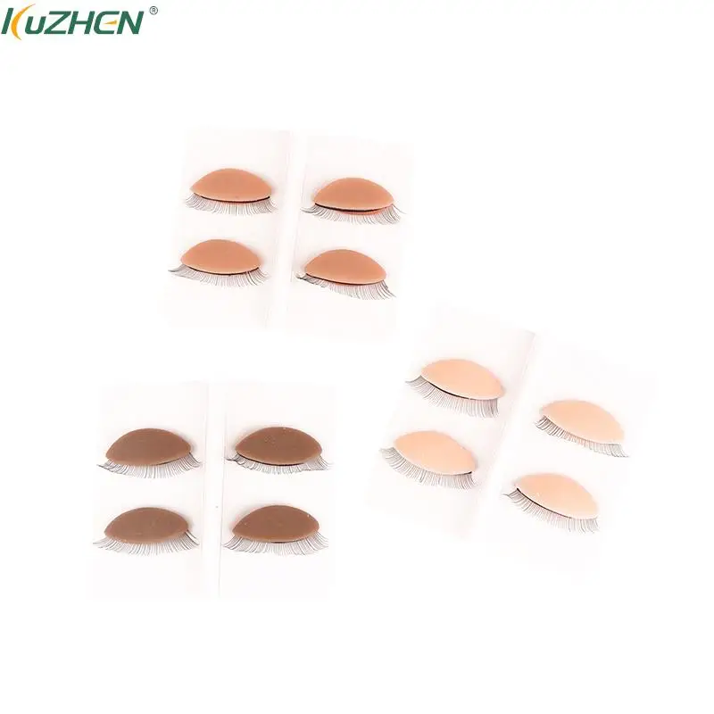 

2pairs Training Mannequin False Eyelash Extension Practice Head Model replacement Silicone Removable Eyelids Makeup Tools