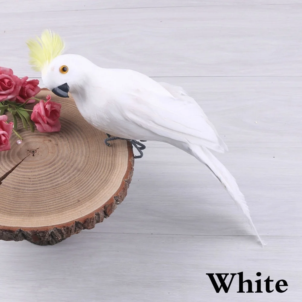 25/35 cm Creatieve Handgemaakte Simulatie Papegaai Dier Vogel Tuin Props Decoratie Miniatuur Veer Gazon Pop Ornamenten