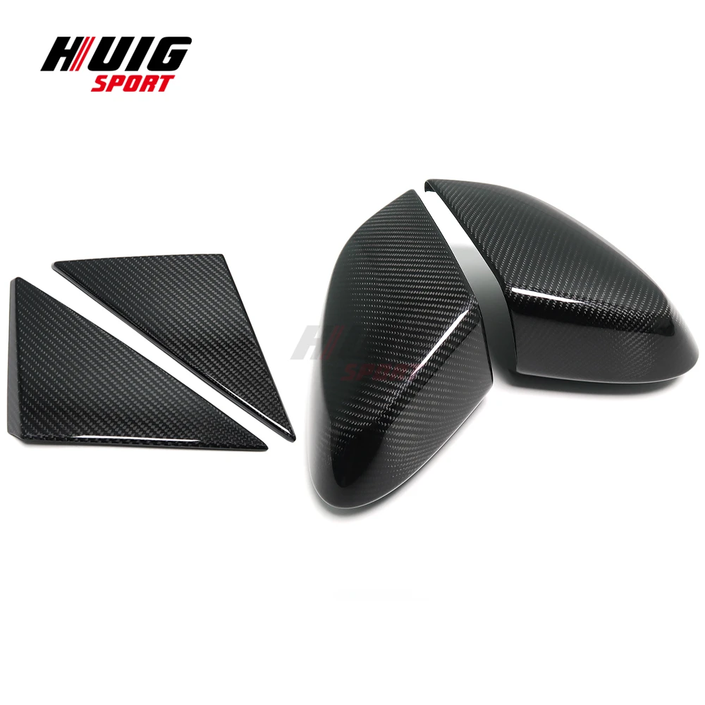 4Pcs Carbon For Corvette C8 Stingray Z06 Z51 E-Ray 2020-2024 Car Side Wing Rear View Mirror Shell Window Triangle A Panel