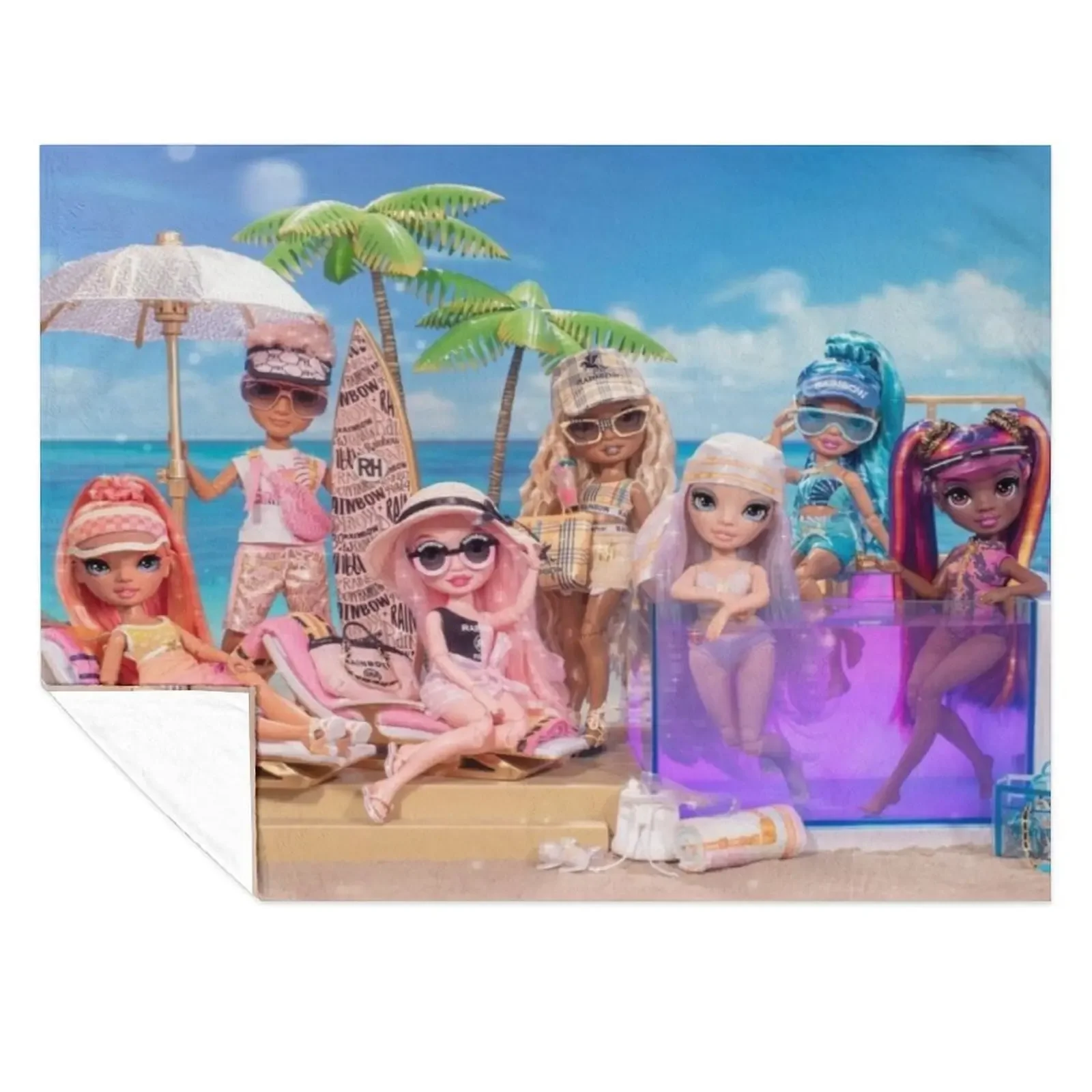 

Rainbow High Pacific Coast line Throw Blanket for babies Summer Decoratives For Sofa Thin Blankets