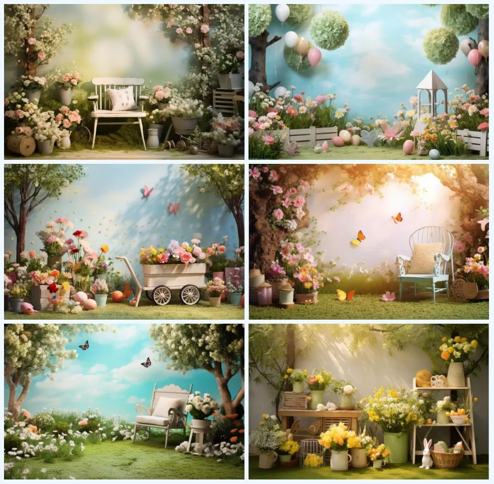 

Mehofond Photography Background Spring Flowers Garden Kids Birthday Cake Smash Portrait Photo Backdrop Photo Props Photobooth