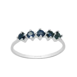100% Natural Sapphire Ring for Office Woman 5 Pieces 2.2mm Navy Blue Sapphire Silver Ring 925 Silver Sapphire Jewelry