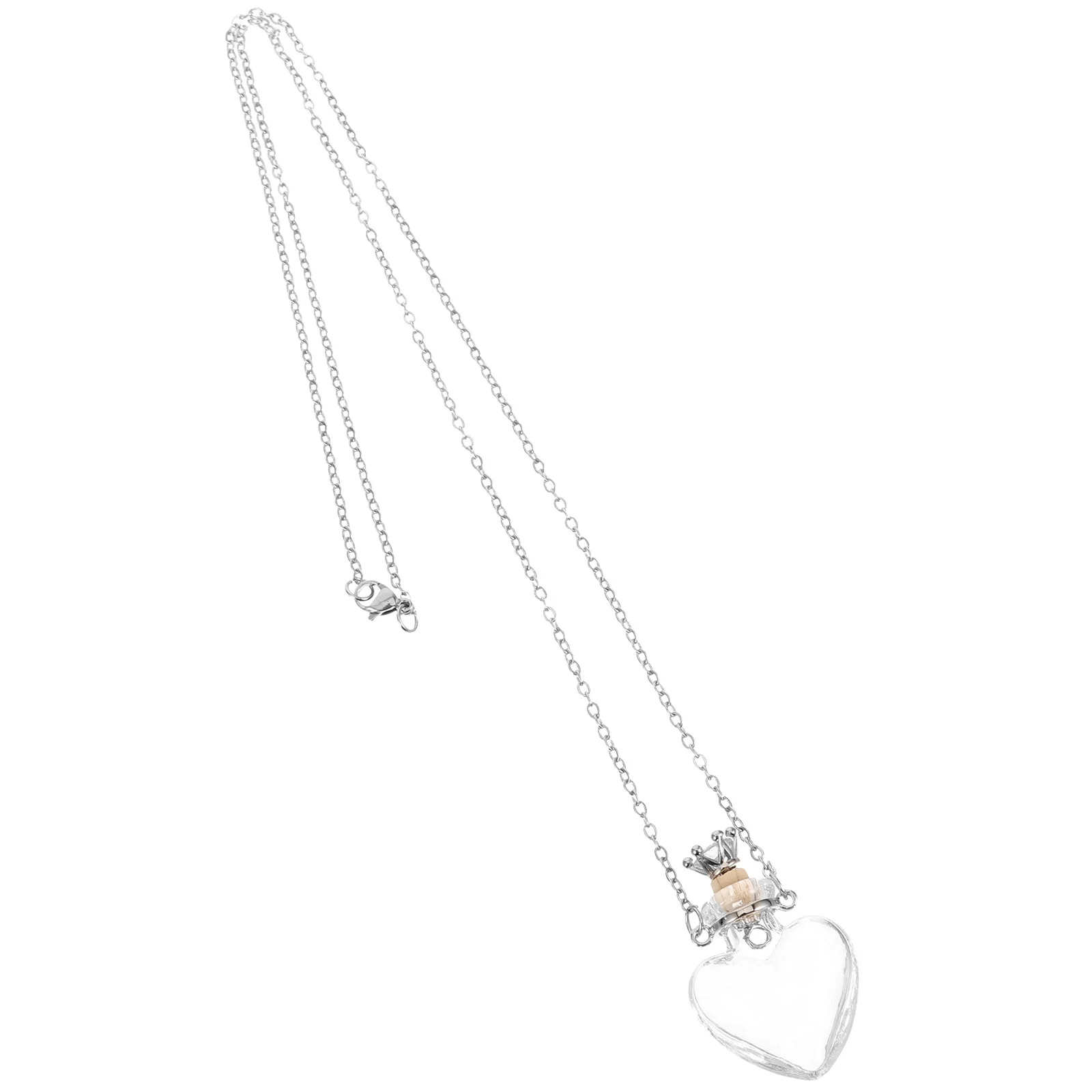 

Transparent Heart Vial Necklace Pendant Essential Oil Bottle Design Titanium Steel Perfume Vial Necklace for Women