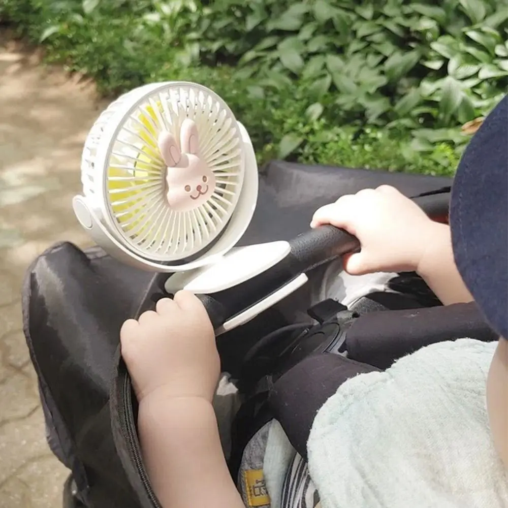 Mini Kreskówkowy Wózek Dziecięcy Wiatrak Uroczy Miś Królik 3 Prędkości Prywatny Wiatrak Biurkowy Przenośny 3 Łopatki Mały Wiatrak Klipsowy Do Użytku Domowego