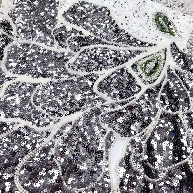 

Beaded Sequins New Wedding Party Dress for Women Handmade Gradient Floral Embroidery Net Lace African High Quality Lace Fabric