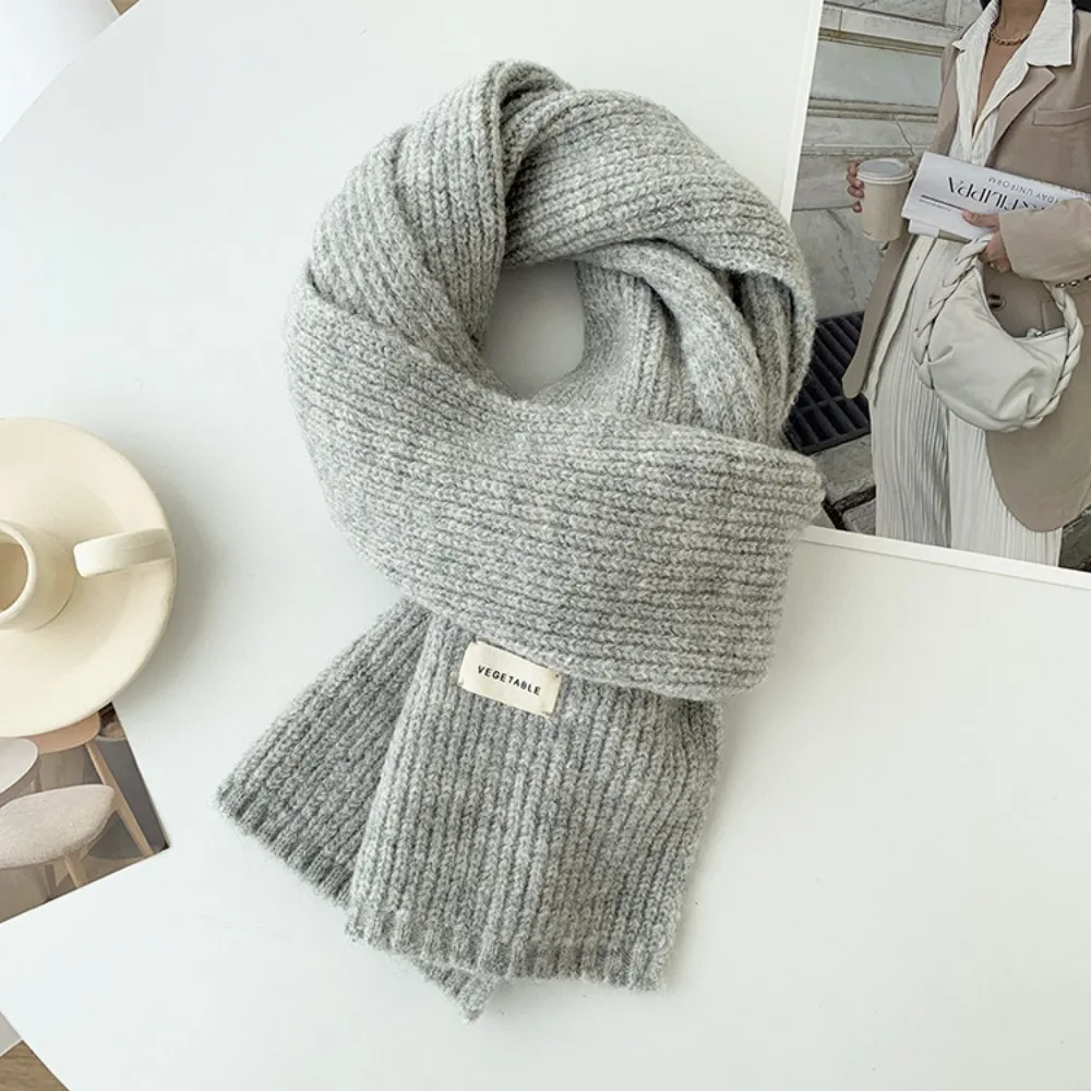 Korean Women Cashmere Scarves Lady Winter Thicken Warm Soft Pashmina Shawls Wraps Female Pure Color Knitted Long Scarf for Women