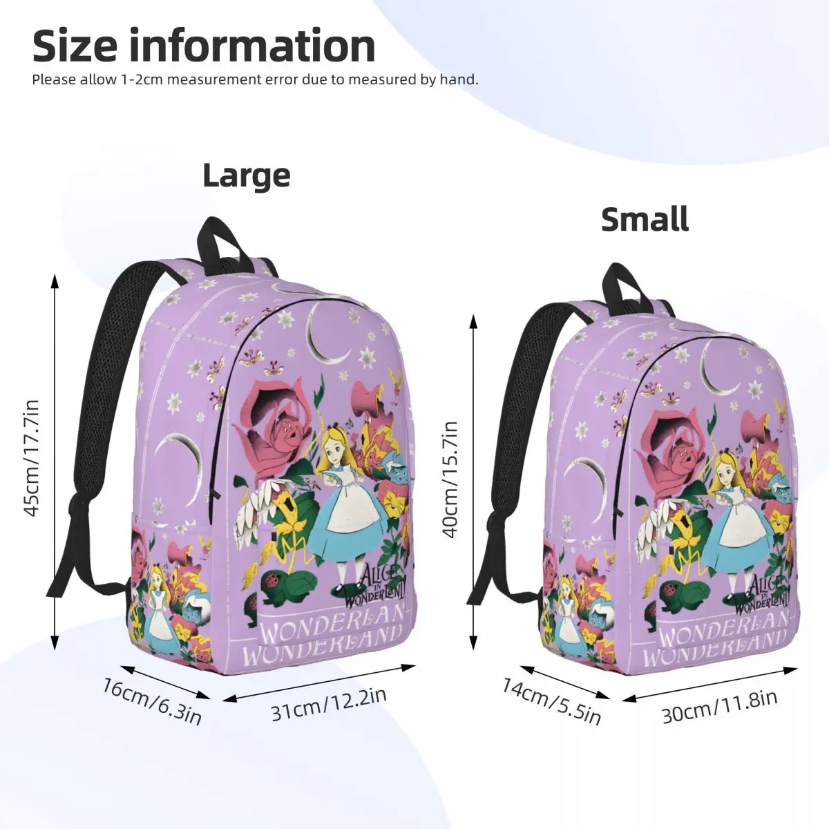 Picnic Alice In Wonderland Classic Retro Washable Super Quality Disney Alice in Wonderland Film Handbag For Kid Children's Bags