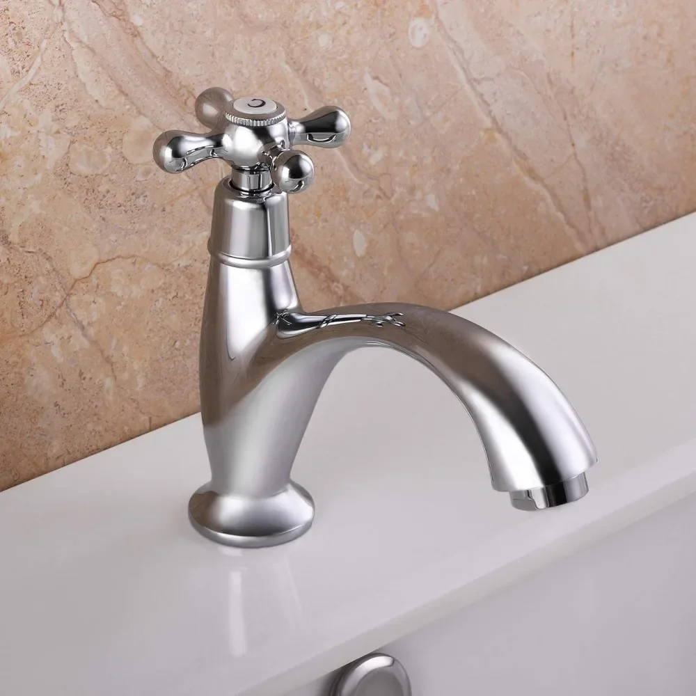 Basin Faucets Single Handle Bathroom  1 Hole Deck Mount Lavatory Basin Sink Faucet, Polished Chrome Finished Splashproof