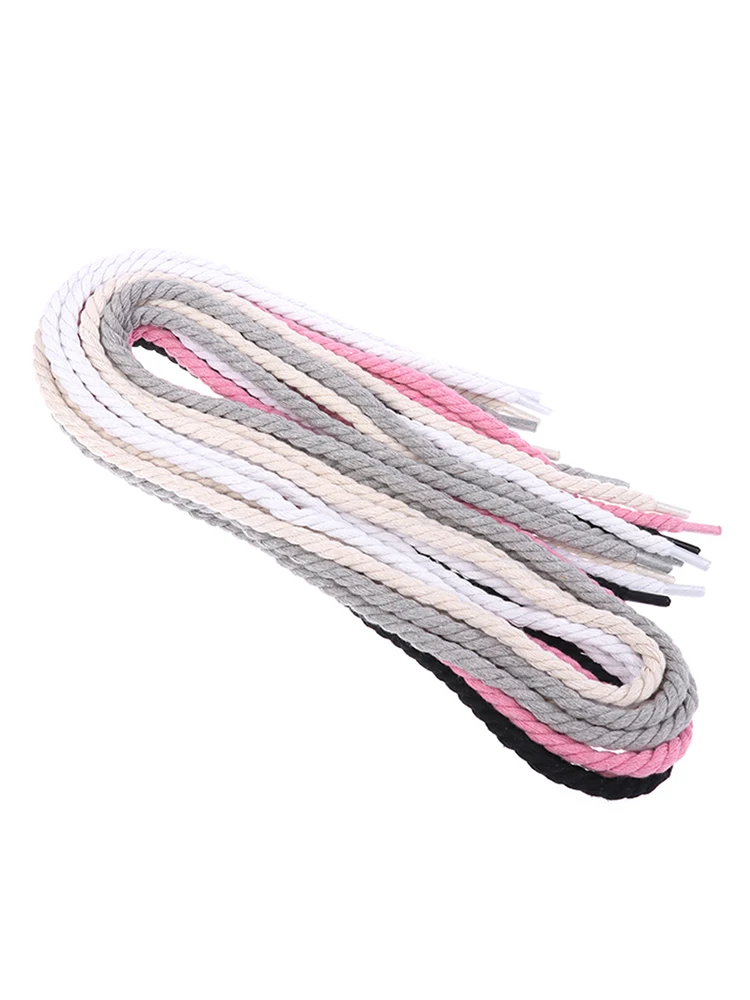 Lacets ronds et épais en Polyester et coton, 2 pièces, couleur unie, longueur 0.6/0.8cm120cm, lacets audacieux