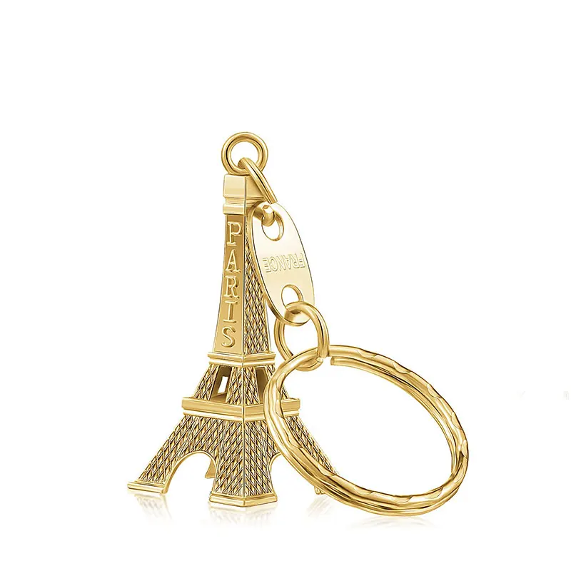 10Pcs Retro Eiffel Tower Keychain Cute Adornment Key Ring 3 Colors Bronze Silvery Golden