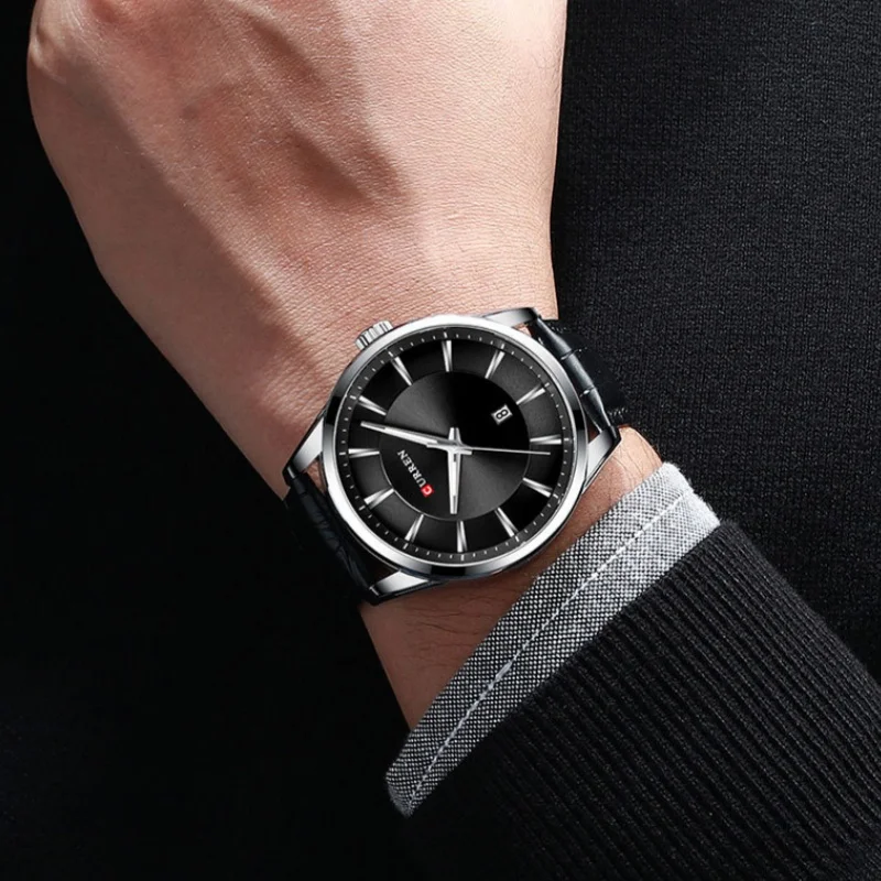 CURREN 8365 ساعات كوارتز للرجل بسيط عادية مقاوم للماء حزام من الجلد التقويم كلاسيكي رجال الأعمال ساعة الموضة reloj hombre