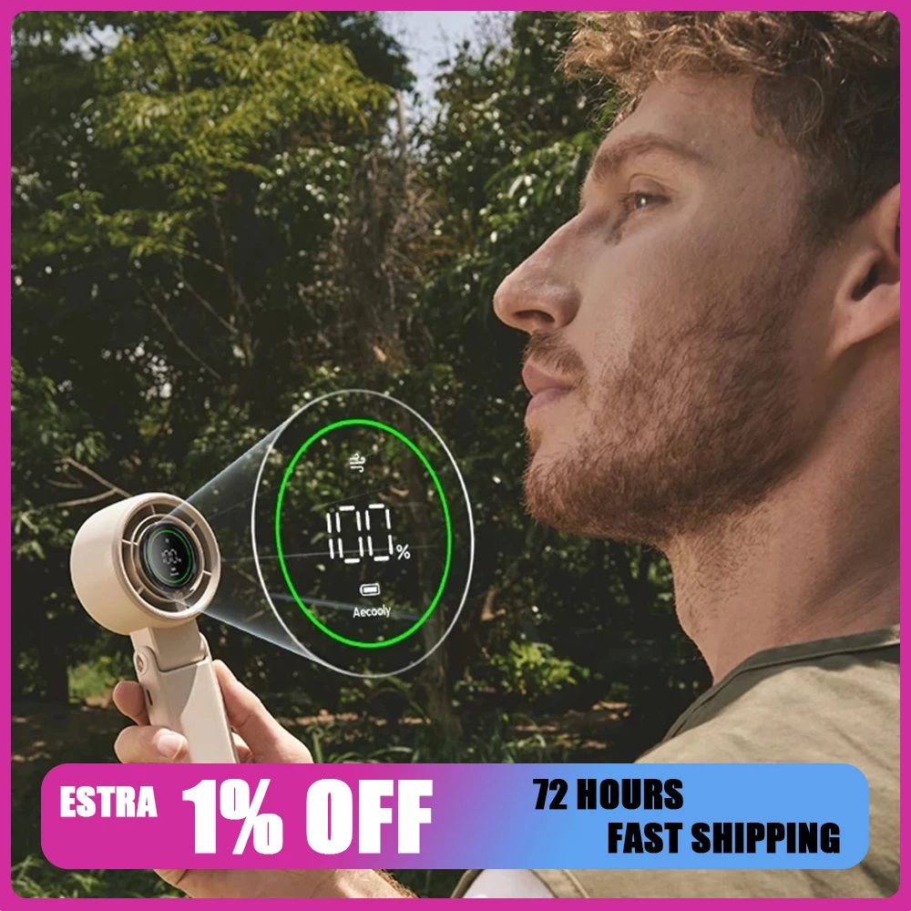 Aecooly PB02-A Handheld Fan Folding Variability Five-Range Strong Winds Handheld Small Fan Long Battery Life Of 17 Hours Gifts