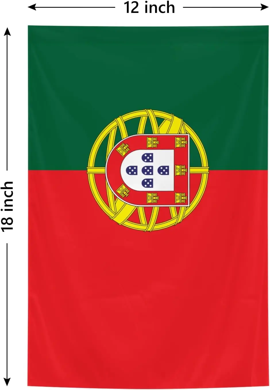 Portugal Flag 12 x 18 Inches Double Sided Polyester Vivid Color Portuguese National Garden Flags for Indoor and Outdoor Yard jjp