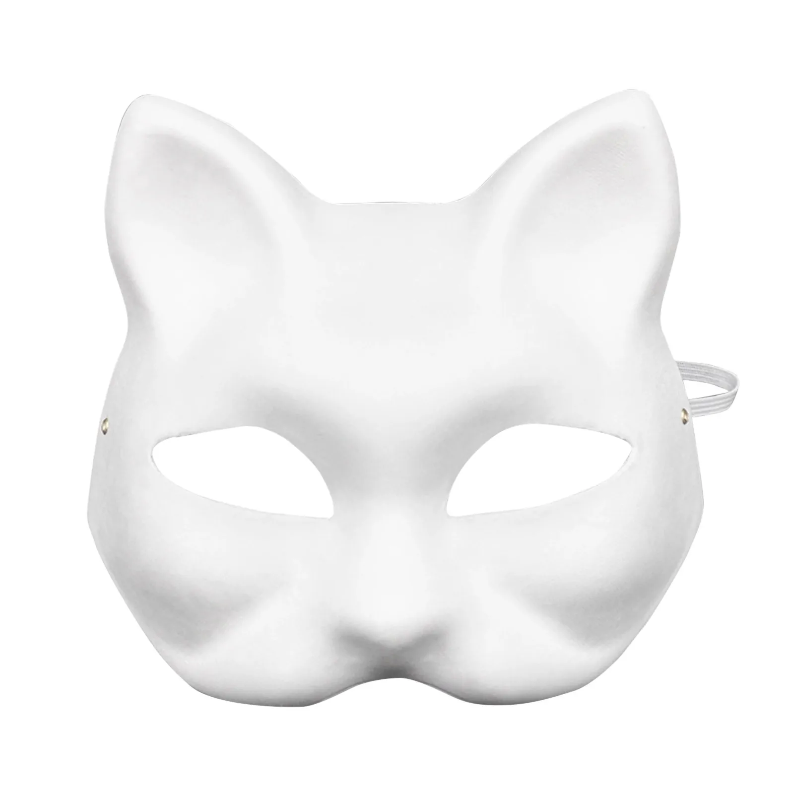 1PCS Therian Masks White Cat Fox Masks Blank DIY Halloween Mask Animal Half Facemasks Masquerade Cosplay Party Props