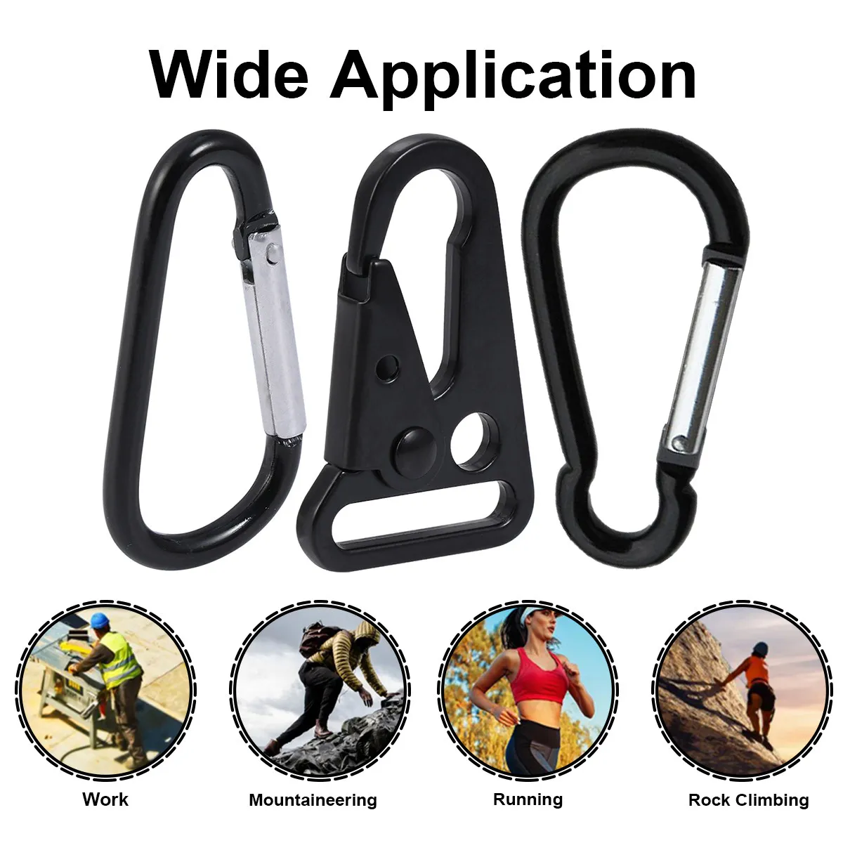 1Set Multi-Functional Aluminium Alloy Clasps Hoist Olecranon D Shape Durable Black Practical Hook for Bag Kettle