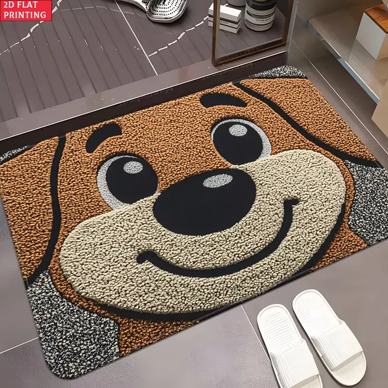 Cute Flat Beagle Door Mats Non-Slip Bathroom Floor Mat, Microfiber Absorbent Machine Washable Polyester Rug Suitable for Bedroom