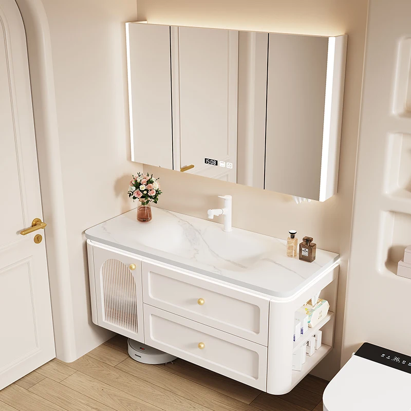 

Solid Wood Vintage Bathroom Cabinets Vanity Drawer Storage Shower Bathroom Cabinets Makeup White Armadi Aperti Home Furniture